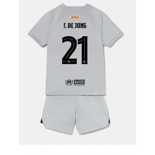 Barcelona Frenkie de Jong #21 Tredjedraktsett Barn 2022-23 Kortermet (+ Korte bukser)
